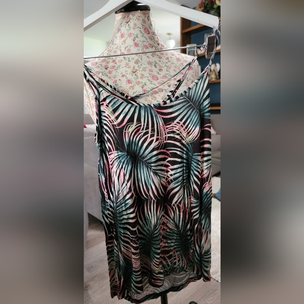 Tropical Print Spaghetti Strap Blouse Size 2